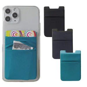 Pemegang kartu aman untuk bagian belakang ponsel, dompet ponsel kain elastis pada tempat kartu kredit untuk iPhone Android