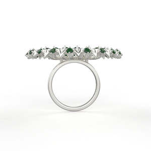 Anillo de Plata de Ley con Esmeralda Sintética &amp;   Diamantes Americanos para Niñas &amp;   Mujeres - Product Image 4