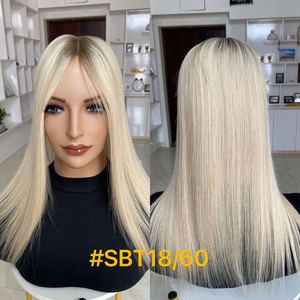 Vente en gros usine : Topper 3x5 mono noué à la main, blond avec mèches, en cheveux humains vierges non traités, postiche confortable pour l'été, pour cheveux clairsemés - Product Image 6