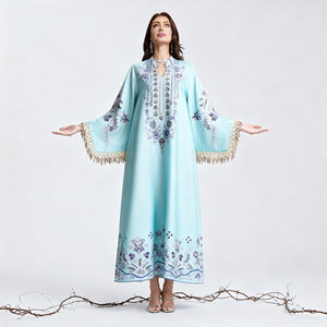 Abaya en polyester imprimé pour femmes musulmanes, robe élégante, vente en gros personnalisée, abaya de luxe élégante - Product Image 4