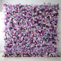 A14 Fleur artificielle enroulable à base de tissu, panneau mural, violet foncé, rose, fond de mur pour décoration de mariage