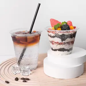 Tazze personalizzate trasparenti per Yogurt diviso Combo 9Oz 12 Oz gelato trasparente in plastica per semifreddo 9 12 Oz con inserto e coperchi piatti