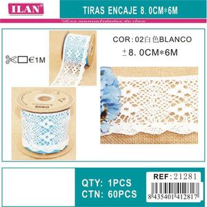 Strisce di pizzo Iln 8,0 cm x 6 m bianche per artigianato e cucito - Product Image 2