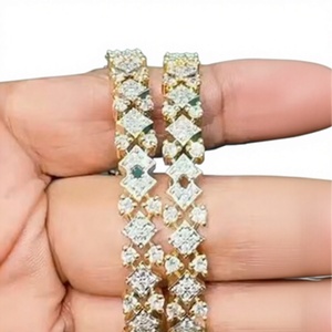Classic Trendy <b>Gold</b> Finish With Stones Look Two <b>Set</b> OF <b>Bangles</b> Stylish Openable <b>Bangles</b> for Women For Wedding Wear - Product Image 2