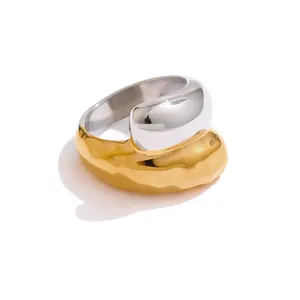 JINYOU 276 Fashion 316 Stainless Steel Wide Waterproof Cast Charm Trending Ring Jewelry for Women