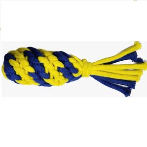 Chien de jute en coton le plus vendu jouant aux balles jaune bleu interactif écologique durable haltères indiens jouet à mâcher pour animaux de compagnie - Product Image 1