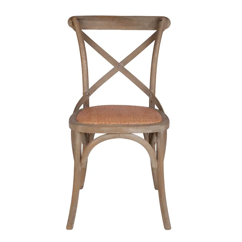 Meşe antika katı ahşap çapraz-sırtlı sandalye toskana Rattan koltuk istiflenebilir Bistro sandalye açık eğlence fransız tarzı oteller villa