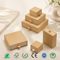 Boîte en papier kraft vierge personnalisable avec logo, prête à l'emploi, pour bijoux, marron, toutes formes, emballage de bijoux, boîte en carton, plusieurs tailles en stock