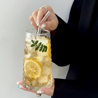 Verre à café glacé Americano sans pied et sans couvercle, soufflé à la main, style influenceur, moderne et minimaliste, pour thé aux fruits, verre créatif pour boissons