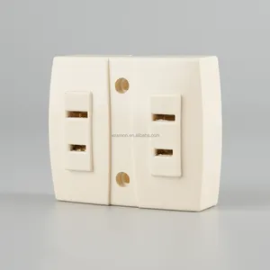 Ivory 125V 15A Surface Small Two Gang Flat 2Pin Blade Home Bakelite House Electric Light Wall Switches And Socket Outlet