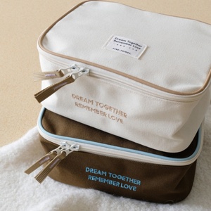 Usine de haute qualité coton emballage Cube 10 pouces étiquette couture pur coton sac cosmétique pour voyage - Product Image 3