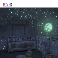 Autocollants muraux lumineux 3D personnalisés avec logo pour salon et chambre à coucher, motif lune et étoiles