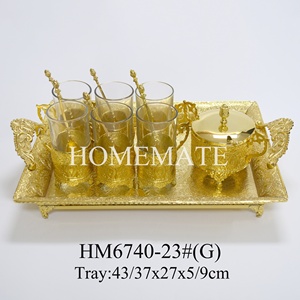 Vaisselle de fête du Ramadan ensemble de tasses à thé en forme de fleur avec porte-gobelet en cristal sucrier ensemble de <span class=keywords><strong>kawa</strong></span> - Product Image 4