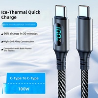 Kabel Data Jaket Anyaman Layar Digital Pintar Pembacaan Arus Tipe-C 100W Pengisian Cepat Pengisian Super Cepat Real-Time