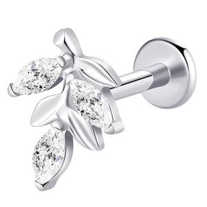 Histoires de piercing ASTM F136 titane en forme de feuille sans fil Labret goujons Piercing - Product Image 3