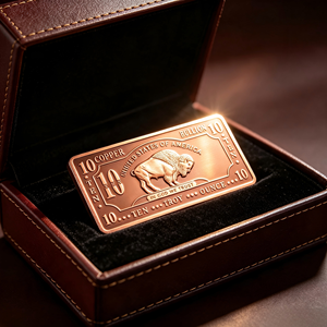 Barre de cuivre rectangulaire de 10 onces Copper Buffalo, frappée à la presse, objet d'art de collection - Product Image 6