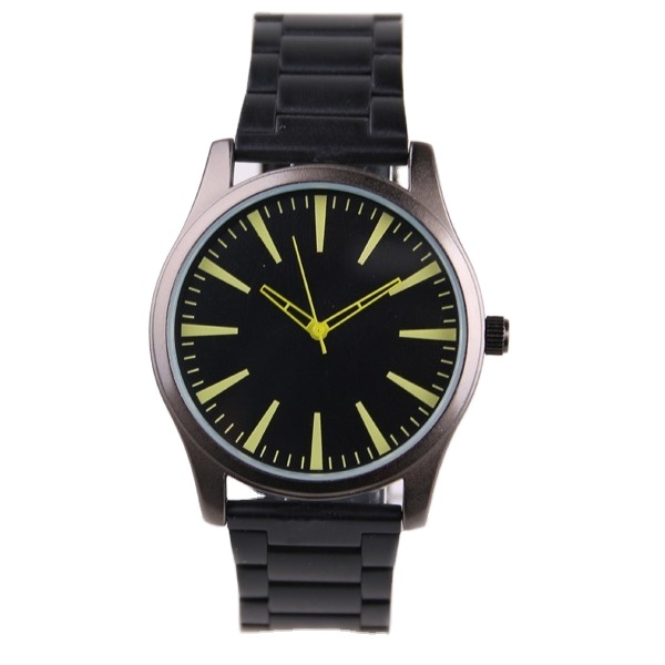 Classic Black Analog Men's Luxury Stainless Steel Watch Custom Logo