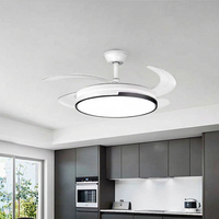 Ventilateur de plafond rétractable intelligent de 42 pouces à lame invisible avec la meilleure lampe lumineuse et télécommande pour moteur à courant continu dans la cuisine