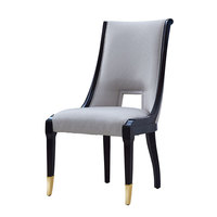 Ensemble de chaises de salle à manger élégantes et modernes en bois massif, siège rembourré épais, support dorsal ergonomique, finition en laiton et cuivre de luxe, meubles pour la maison