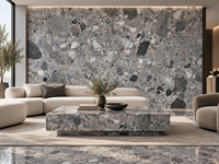 Dalles de marbre gris Ceppo pour plans de travail de cuisine, carreaux de sol, marches d'escalier, plateaux de douche, murs de salle de bain et panneaux découpés sur mesure pour escaliers