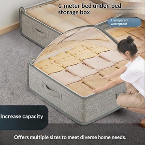 Boîte de rangement sous lit pour vêtements en tissu non tissé, style japonais, motif flèche, sac à couette grande capacité, pliable et couvert - Product Image 3