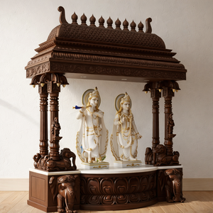Gabinete de Pooja de Madera de Teca del Sur de la India, Moderno y Tradicional, de Calidad de Exportación, Duradero, Gabinete de Templo Tradicional Indio para el Hogar, Sólido, Hecho en EE. UU. - Product Image 2
