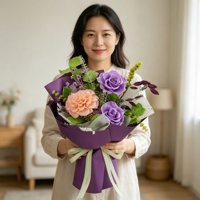 Boîte cadeau de bouquet de fleurs éternelles naturelles préservées faites à la main, longue durée (3-5 ans), pour la Saint-Valentin et la décoration de remise de diplôme