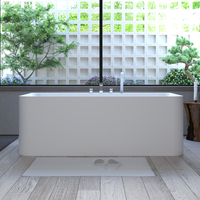 Baignoire rectangulaire autoportante en pierre artificielle Vaster, design d'angle, haut de gamme, pour hôtels et villas, garantie 5 ans