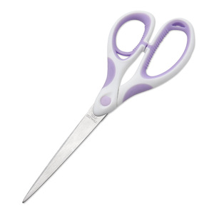 Stainless Steel Scissors Purple And White Straight Head Home Use Office Sewing Fabric Cutting Thread Trimming 8 Inch - Product Image 2