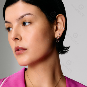 Ensemble de bijoux Gemnel Double Cœur, bague, bracelet, collier et boucles d'oreilles en zircon arc-en-ciel en argent sterling 925 - Product Image 6