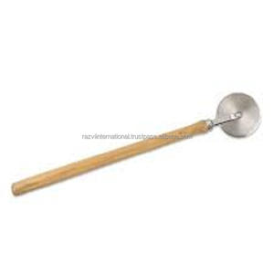 Cortador de pizza de acero inoxidable con mango de madera para uso en restaurantes, herramientas para pizza - Product Image 2