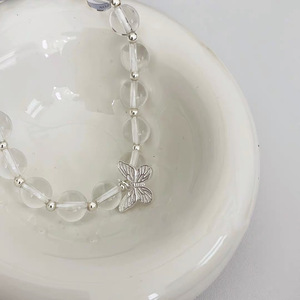 Bracelet papillon en cristal blanc, argent sterling S925, élastique, pour femmes, bijoux cadeau - Product Image 5