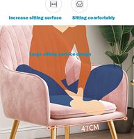 Fauteuil contemporain en velours rose avec pieds en métal doré, chaise d'appoint confortable pour salon, villa, salle de réception