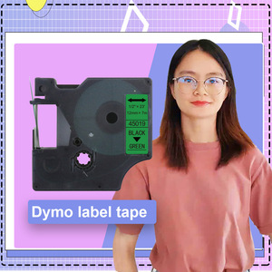 Etiquette <span class=keywords><strong>Dymo</strong></span> 12mm x 7m <span class=keywords><strong>Cartouche</strong></span> d'étiquettes 45019 noir sur vert Compatible <span class=keywords><strong>Dymo</strong></span> D1 Label Tape - Product Image 4