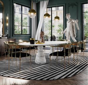 Thiết Kế Mới Ý Sang Trọng Nhà Bàn Ăn Đồ Nội Thất Thiết Lập Nhà Hàng Hiện Đại 6 Chỗ Ngồi Hình Bầu Dục Tự Nhiên Bằng Đá Cẩm Thạch Bàn Ăn - Product Image 6