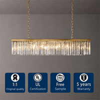Lustre Rectangulaire RHOEM Rhys en Cristal K9 pour Salon, Villa, Décoration d'Éclairage de Luxe, Éclairage Domestique