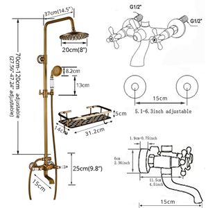 Ensemble <span class=keywords><strong>de</strong></span> douche <span class=keywords><strong>de</strong></span> luxe antique mural pour salle <span class=keywords><strong>de</strong></span> bain, robinet <span class=keywords><strong>de</strong></span> <span class=keywords><strong>baignoire</strong></span> en laiton massif avec bec <span class=keywords><strong>pivotant</strong></span> et système <span class=keywords><strong>de</strong></span> mitigeur à effet pluie - Product Image 2