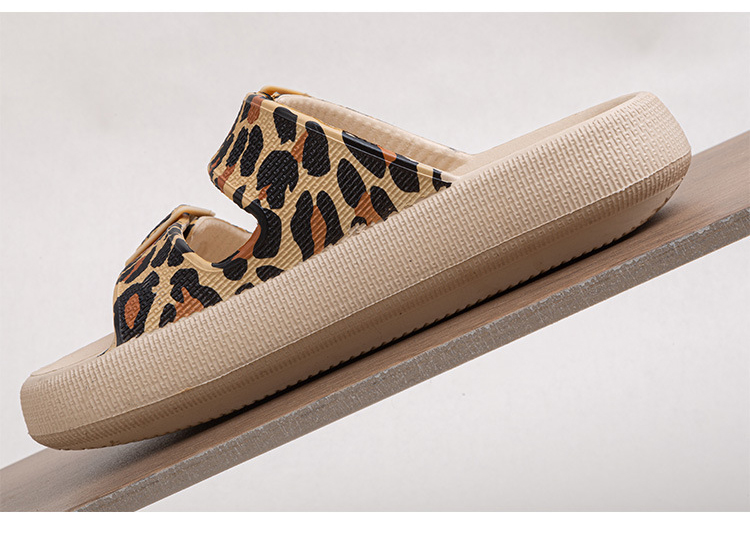 Cheap Wholesale Leopard-print Double Buckle Ladies Sliders Slipper Women Slippers Sandals