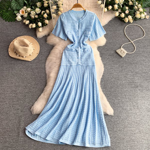 Elegante <span class=keywords><strong>Vestido</strong></span> Midi <span class=keywords><strong>de</strong></span> Punto Marrón, Manga Corta, Cierre <span class=keywords><strong>de</strong></span> Botones, Corte en A, Vestidos Casuales <span class=keywords><strong>de</strong></span> <span class=keywords><strong>Fiesta</strong></span> <span class=keywords><strong>para</strong></span> <span class=keywords><strong>Mujer</strong></span> - Product Image 4
