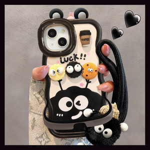Mignon Oreille Poupée Lanière Invisible Double Titulaire Vague Bord TPU Housse de Téléphone Portable pour <span class=keywords><strong>Iphone</strong></span> <span class=keywords><strong>12</strong></span> 13 14 15 16 Pro Max - Product Image 2