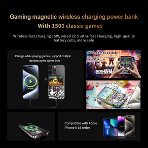 Batterie externe de jeu 3 en <span class=keywords><strong>1</strong></span>, 5000 mAh, chargeur sans fil magnétique 15 W, charge rapide PD 22,5 W avec plus de 1500 jeux rétro classiques pour iPhone - Product Image 6