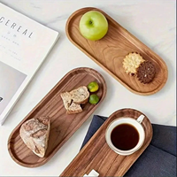Plateau de service ovale en bois massif naturel 40cm x 33cm x 8cm, style rustique moderne, pour table basse, repas, fête, décoration intérieure
