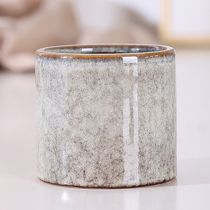 Pots à bonsaï Offre Spéciale japon beige four changement forme ronde émaillée keramik Succulent Pots de fleurs en céramique - Product Image 3