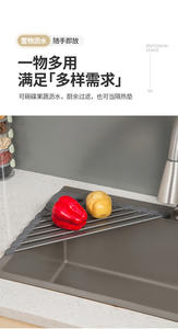 Support de rangement de cuisine multifonctionnel pliable en triangle en alliage d'aluminium et caoutchouc de silicone, avec bac d'égouttement pour baguettes - Product Image 2