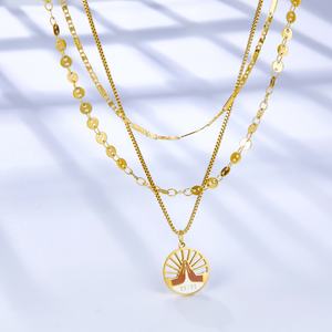 Colliers en acier inoxydable plaqué or à couches croisées, bijoux fins pour la prière - Product Image 2