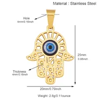 Pendentif Œil Turc en Acier Inoxydable 304, Breloque Porte-Bonheur Geste de la Main, Accessoires de Fabrication de Bijoux Bracelet et Collier R51