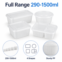 Contenedor de Alimentos de Plástico Transparente de 1000 ml, 224x150x51 mm, con Tapa, Desechable, para Comida Familiar, Bento Box, Apto para Alimentos, PP, para Restaurante