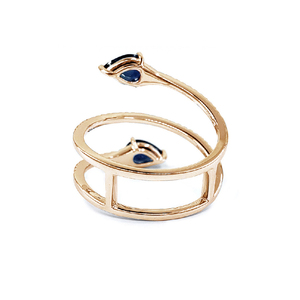 Bague de mariage classique en or rose massif 18 carats de haute qualité avec diamants et pierres précieuses colorées (saphir) – Directement de l'usine chinoise - Product Image 2