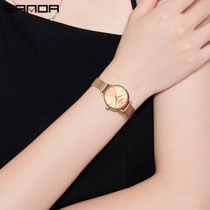 Reloj de Cuarzo para Mujer Sanda 1118, Minimalista, Resistente al Agua, Correa de Acero Sólido y Cuero, Reloj de Pulsera Diario para Estudiantes - Product Image 4