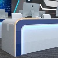 Lumière LED Bureau de réception Console d'ordinateur Bureau Entreprise Bienvenue Poste de travail Table Centre de commande Mobilier commercial